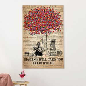 Books Lover Canvas Prints | Reading Will Take You Everywhere | Wall Art Gift for Books Reader