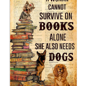 Dog Breeds Poster Woman Loves Books And Dog Puppies Lover Poster