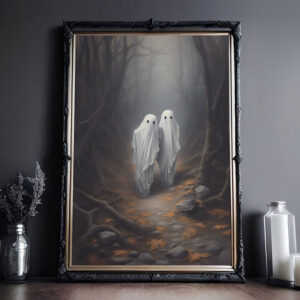 Enigmatic Ghosts Exploring The Forest, Vintage Poster, Dark Academia, Haunting Ghost, Halloween Decor, Dark Academia Room Decor - Best gifts your whole family