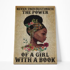 The Power Of A Girl With A Book Poster, Bookworm Gift, Book Lovers Vintage Wall Art, Gift For Her