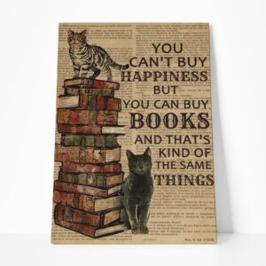 You Can Buy Books And Cats Custom Vintage Poster, Cat Lovers Wall Art, Gift For Cat Mom, Cat Dad