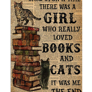 Girl Loves Books And Cats Cat Kitties Lover Poster