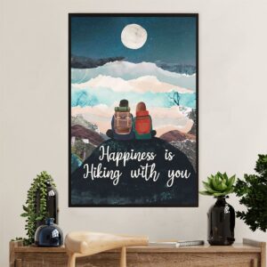 Hiking Poster Prints | Happiness Is Hiking With You | Wall Art Gift for Hiker