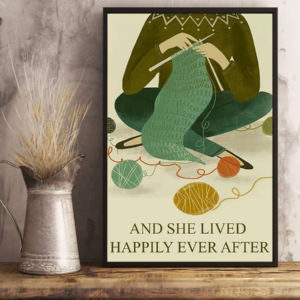 Knitting Crochet Loves Poster And She Lived Happily Ever After Vintage Room Home Decor Wall Art Gifts Idea
