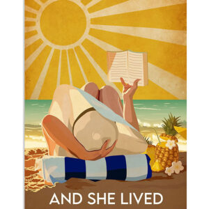Summer Beach Ocean Girl Reading Books Sand Sea Ocean Lover Poster