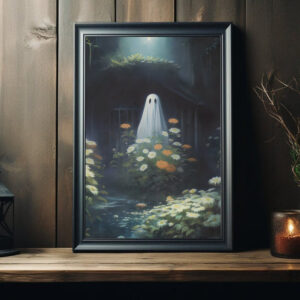 The Ghostly Wanderer In The Garden Poster, Vintage Poster, Dark Academia, Haunting Ghost, Halloween Decor, Dark Academia Room Decor - Best gifts your whole family